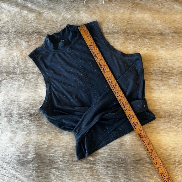 LULULEMON Blue Time to Restore Mock Neck Wrap Around Tie Back Tank Top Bra 4 - Picture 5 of 14